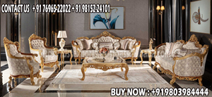 Lujoso juego de sofá real tallado en oro, madera de teca, sala de estar personalizada, muebles de salón tradicionales - Product Image 5