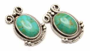 Boucles d'oreilles en argent sterling et turquoise verte - Product Image 4