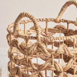 Panier rond en jacinthe d'eau tressée avec poignée, panier de rangement fait main, vente en gros, écologique, fabriqué au Vietnam - Product Image 3