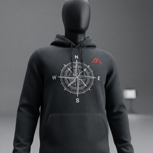MATTIERA <b>Men</b> <b>Black</b> Compass Graphic Pullover <b>Hoodie</b> Red Logo Fleece Sweatshirt Streetwear Casual Hooded Sweatshirt Custom Factory - Product Image 3