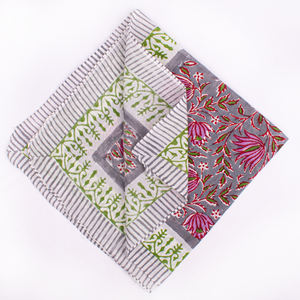 Foulard carré multifonctionnel en coton imprimé floral, respirant, écologique, lavable, pour la tête, les sports de plein air et les voyages - Product Image 3