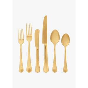 Juego de cubiertos de metal de acero inoxidable para hotel y restaurante Juego de cubiertos de latón macizo dorado pulido Utensilios de cocina Juego de cubiertos - Product Image 1