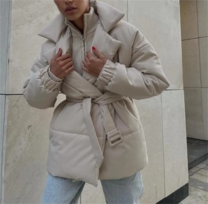 Chaqueta thikened para mujer, chaqueta acolchada sólida a la moda, cinturón Vintage para mujer, cálidas Parkas holgadas, abrigos para mujer - Product Image 6