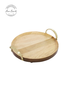 Premium Handmade Disposable Wooden Serving <b>Tray</b> with Metal Handles for <b>Kitchen</b> Dining Hotel Use-Durable Stylish Home Decor - Product Image 3