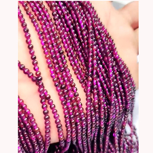 50เส้นของพลอยโกเมน rhodolite สีชมพูธรรมชาติลูกปัดเรียบ3มม. ความยาว15นิ้วสร้อยคอลูกปัด1920 - Product Image 2