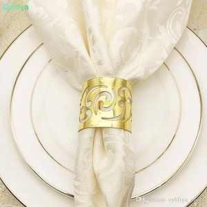 Anillo de servilletas de diseño Redondo, hoja gruesa de Metal, chapado en oro, decorativo, venta al por mayor - Product Image 4