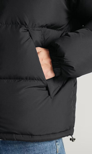 Coupe-vent Veste matelassée en duvet avec capuche et cordon de serrage Manches longues Poches latérales Manchette élastique Vêtements d'extérieur d'hiver chauds Vestes à bulles pour hommes - Product Image 5