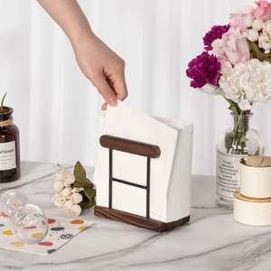 ที่ใส่กระดาษเช็ดปากทำจากไม้พร้อมลวดโลหะสีดำจัดกระดาษทิชชูแบบตั้งตรงสำหรับห้องครัวโต๊ะทานอาหารเย็นเคาน์เตอร์ร้านอาหาร - Product Image 5