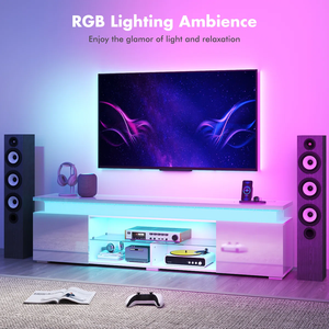 Mobile TV Moderno con Luce LED RGB per TV fino a 75-80 Pollici, Console Multimediale con Presa di Corrente, Centro di Intrattenimento per Soggiorno - Product Image 5