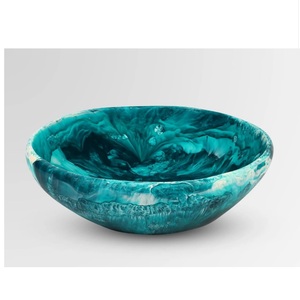 Handcrafted Resin <b>Pink</b> Salad <b>Bowl</b> with Marble Effect and Aqua Swirl Pattern the Shape Is Round Salad <b>Bowl</b> Used in Home and Hotel - Product Image 4