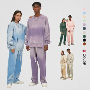 Conjunto de Sudadera Unisex de Alta Calidad, 360 Gramos, Algodón, Cuello Redondo, Estilo Desgastado, Logotipo Personalizado Impreso, Talla Grande, Ropa de Calle de Invierno, Felpa - Product Image 1