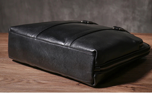 Classic Leather Laptop Messenger Korean Protective Portable Shoulder Travel Bag Durable Zipper Closure - Product Image 5