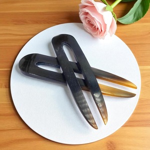 Épingles à cheveux en corne de buffle polie pour femmes, bâton de coiffure en corne de bœuf, accessoire naturel - Product Image 4