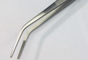 Chef placage pince à épiler en acier inoxydable argent Angle pince à épiler de cuisine régulière salade nourriture décoration pince à épiler culinaire - Product Image 4