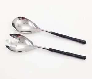 Juego de Cubiertos de Acero Inoxidable Estilo Paja Larga Hechos a Mano, Servidor de Ensaladas con Diseño en el Extremo - Product Image 2