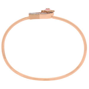 Brazalete de Moda de Oro de 18 Quilates con Atractivo Diseño de Flores de Esmalte Rosa, Certificado BIS, 3.295 Gramos - Product Image 3