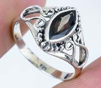 Bague fine en argent sterling 925 faite à la main Vintage plaqué argent Marquise Cut Gemstone Smokey Gemstone Bezel Setting Trendy Design - Product Image 4