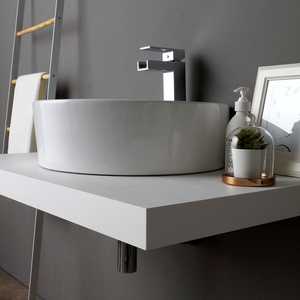 Étagère de salle de bain en bois blanc de 90 cm, élégante et pratique, style Vieste - Product Image 5