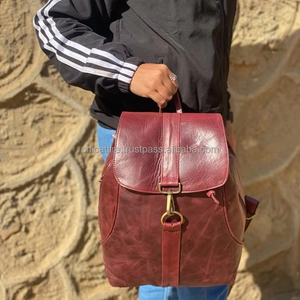 New Style Vintage Look Brown Crunch Leather Backpack Travel Backpack Office Leather Large Capacity Travel <b>Bag</b> <b>for</b> <b>Men</b> and Women - Product Image 2