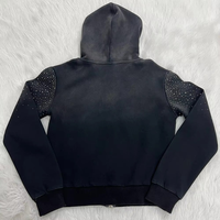 Logo personnalisé Vente en gros Ensemble de survêtements deux pièces Sweat à capuche avec poche zippée décoré avec strass Costume de jogging 100% coton Survêtement pour femmes