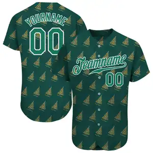 Camisa de beisebol estampada Kelly Green Kelly 3D de Natal mais recente em 3D autêntica mais vendida