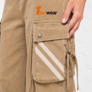 Pantalones Cargo de Mezclilla Personalizados para Mujer al por Mayor, Jeans Cargo Holgados de Cintura Alta para Mujer, Pierna Ancha, Estilo Vintage Lavado, Moda Urbana OEM - Product Image 5
