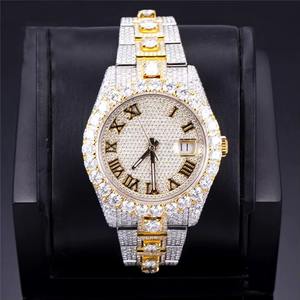Reloj de Lujo Automático con Diamantes para Hombre y Mujer, Estilo Hip Hop, Esfera con Diamantes VVS Moissanite, Hecho a Mano, Cierre Oculto - Product Image 1