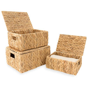 Collapsible <b>storage</b> <b>box</b> containers water hyacinth boxes <b>folding</b> container baskets with lid - Product Image 1