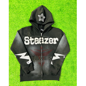 Sweats à capuche personnalisés de qualité supérieure, 100% coton molletonné, décontractés, broderie de logo personnalisée, sweats à capuche lourds à fermeture éclair intégrale pour hommes - Product Image 1