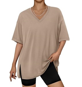 Camiseta de gran tamaño para mujer, Camiseta holgada OEM con DTF o serigrafía y tela de algodón - Product Image 1