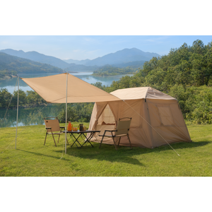 Tente de camping gonflable en PVC kaki, abri extérieur imperméable, 260 x 220 x 170 cm, style cabane familiale - Product Image 3