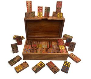 Crafty Artisan Handcrafted Eco-Friendly Animal 56-Piece Dominoes <b>Table</b> <b>Game</b> Set Solid Wooden Storage Box Great for Adults - Product Image 1