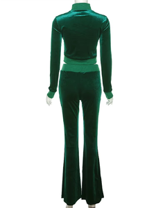 Women's Casual Two Piece Set Simple Zipper Full <b>Sleeve</b> Hooded <b>Top</b> + Above Knee Bandage Lace Slim Wide Leg Pants <b>Short</b> - Product Image 2