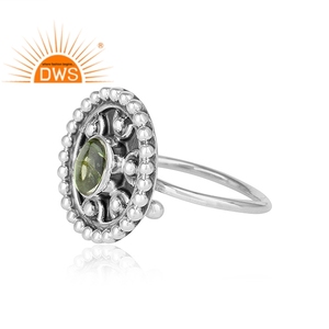 Newly Design Oxidized Sterling Silver Natural Peridot Gemstone <b>Statement</b> <b>Ring</b> Jewelry For Women Gift For Her - Product Image 3
