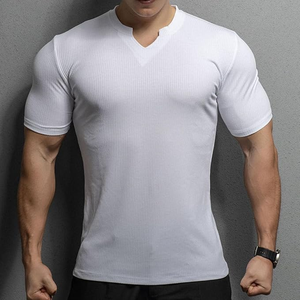 Camiseta deportiva de cuello redondo de microfibra para hombre, ropa de calle de algodón de alta calidad, camiseta transpirable Lisa personalizada - Product Image 5