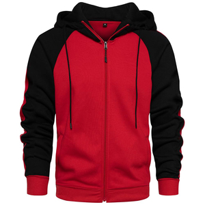 Sweats à capuche pour homme 100% gros basique décontracté manches chaîne fermeture éclair à capuche personnalisé deux tons couleur bloc Patchwork à capuche pour hommes - Product Image 6