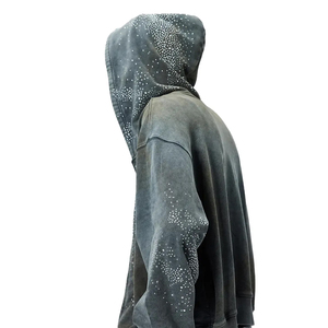 Sudadera con capucha desteñida con cremallera de alta calidad, peso pesado, 100% algodón, lavado vintage, de gran tamaño, con capucha desgastada, sudaderas con capucha para hombre - Product Image 2