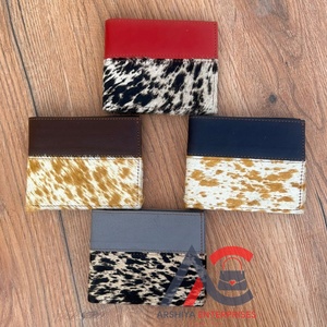 กระเป๋าสตางค์หนังวัวแบบบางสำหรับผู้ชายทำจากหนังวัวตัดบัตรเครดิตแบบพับสองพับขนาดเล็ก - Product Image 1