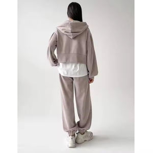 Chándal de mujer de alta calidad 100% algodón polar mujer chándales Color sudor cómodo ropa Casual chándales para mujer - Product Image 5