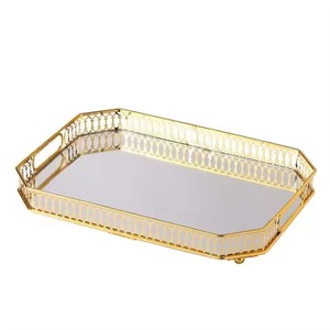 Gran oferta, lujo, excelente restaurante de Metal, bandeja decorativa con espejo, Bandejas para servir decentes, última llegada - Product Image 4