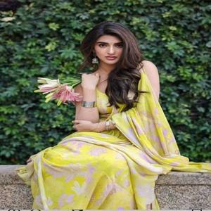 Sari VASTRA COTTAGE de Lino Liso con Estampado Digital y Blusa de Lino con Estampado Digital a Juego, Ligero, Elegante, para Uso Diario - Product Image 4