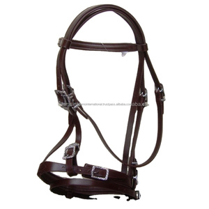 Bride de dressage anatomique pour l'équitation Équipement en cuir rembourré de la meilleure qualité avec deux types de sports de Weymouth Grossiste - Product Image 3