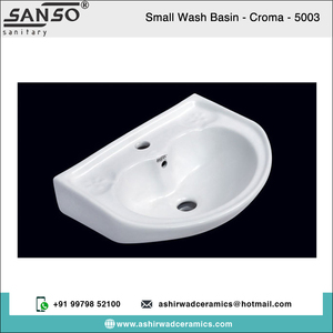 Lavabo ovalado de cerámica blanca de alta calidad, gran venta de forma redonda de un solo orificio para uso en apartamentos/villas directo desde la India - Product Image 2
