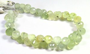 ลูกปัดเพรนไนต์สีเขียวขนาด 6-7 มม. ทรงบริโอเล็ตเจียระไน ร้อยเป็นสายยาว 7 นิ้ว คุณภาพธรรมชาติ เกรดท็อป น้ำหนัก 110 กะรัต แบบทึบแสง - Product Image 5