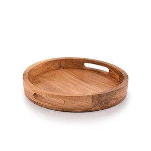Plateau de service en bois d'acacia élégant et écologique fait à la main Finition polie décorative de haute qualité Poignée en métal facile à nettoyer - Product Image 1