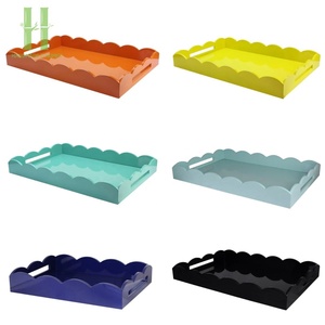 Hot Trending Rattan Scalloped Serving Tray High Quality Handwoven Wicker Tray <b>Table</b> Decoration OEM Variety of Color From Vietnam - Product Image 6