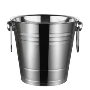 Champagne Holding Bucket <b>Bar</b> Accessories Glossy Polished Stainless Steel Double Walled Ice Bucket With Tongs - Product Image 4