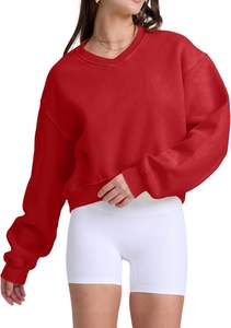 Sudadera corta de lana para mujer, cuello alto, cremallera holgada, pantalones para correr, conjunto de chaqueta frontal de algodón 100% grueso y cálido hecho en Pakistán - Product Image 2