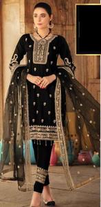 Conjunto de 3 Piezas de Shalwar Kameez para Mujer, Estilo Indio-Pakistaní, Algodón y Seda, Calidad Premium, Ropa Elegante para las 4 Estaciones, Personalizable - Product Image 4