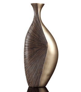 Half <b>Textured</b> Gold Metal <b>Vase</b> with Designer Brass Finish Decorative Accent for Modern Luxury Home & Interior Styling - Product Image 1